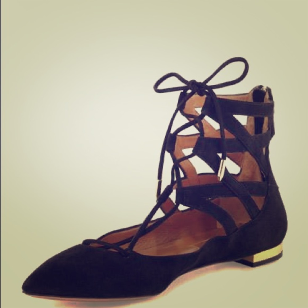 Aquazzura Belgravia Lace Up Flats